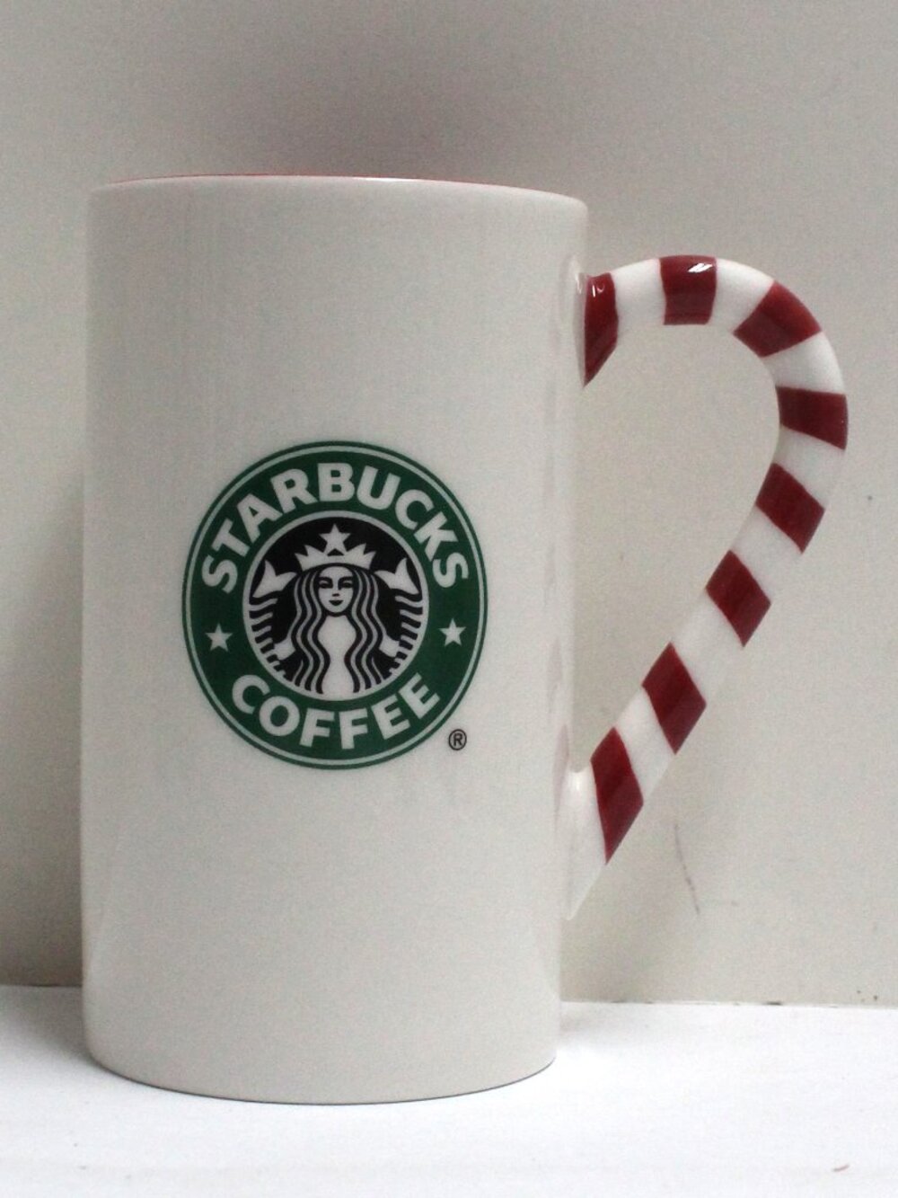 Starbucks Coffee 2009 Handpainted Holiday Christmas Candy Cane Handle Cup
